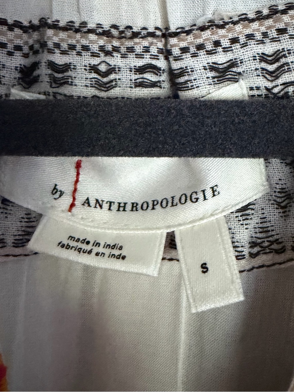 Anthropologie Cream Stripe Dress with Pink & Orange Embroidery - Picture 4 of 5